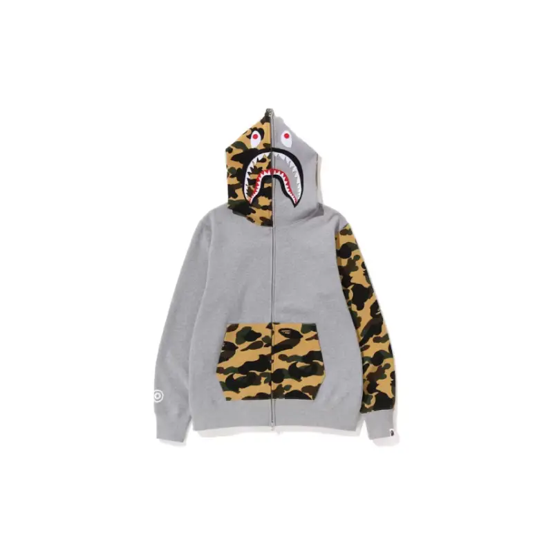 BAPE 1st Camo Shark Full Zip Hoodie - Grey - Front