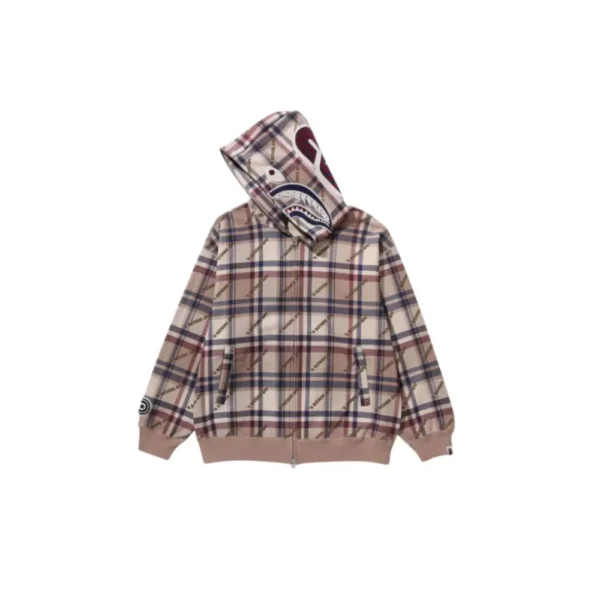 BAPE Check Pattern Shark Hoodie - R-Front