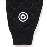 BAPE College Monogram Shark Hoodie - Black - Sleeve