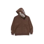 BAPE College Monogram Shark Hoodie - Brown - R-Front