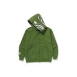 BAPE College Monogram Shark Hoodie - Green - R-Front