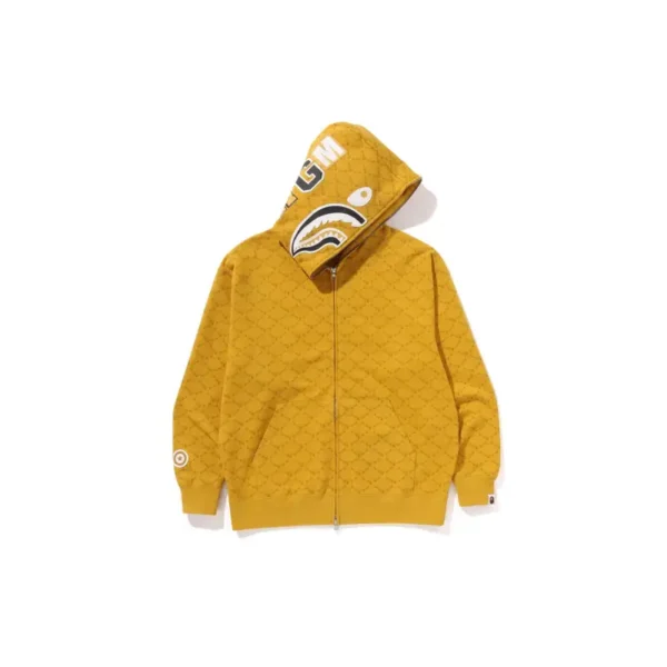 BAPE College Monogram Shark Hoodie L-Front - Yellow