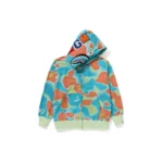 BAPE Liquid Camo Shark Hoodie - Green - L-Front