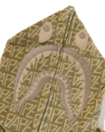 BAPE Logo Velour Shark Hoodie - Beige - Hood
