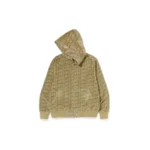 BAPE Logo Velour Shark Hoodie - Beige - R-Front