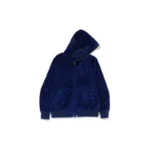 BAPE Logo Velour Shark Hoodie - Navy - L-Front