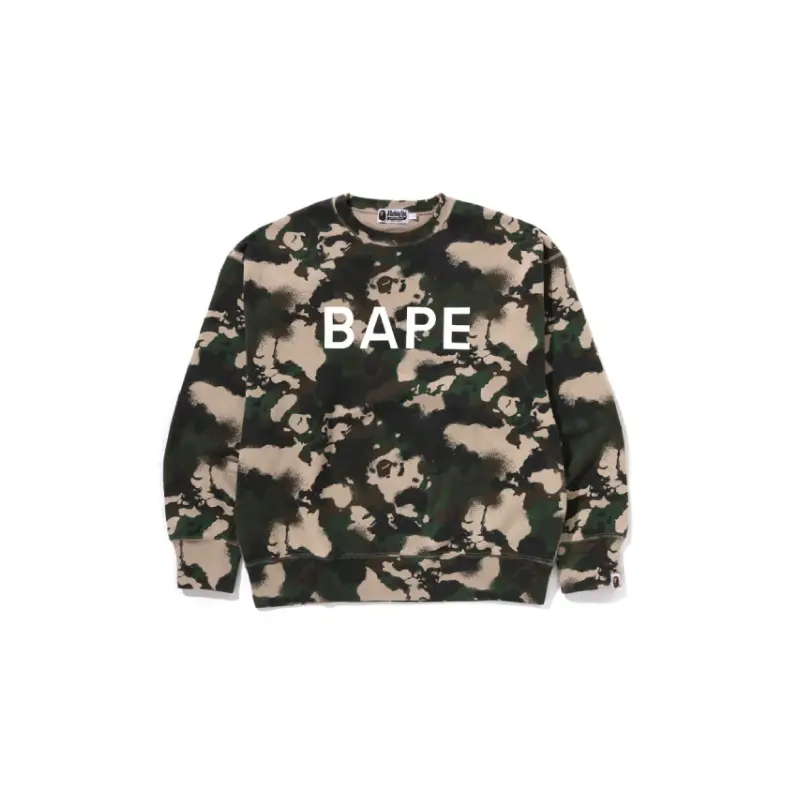 BAPE Map Camo Crewneck Sweatshirt - Army Green Camo - Front