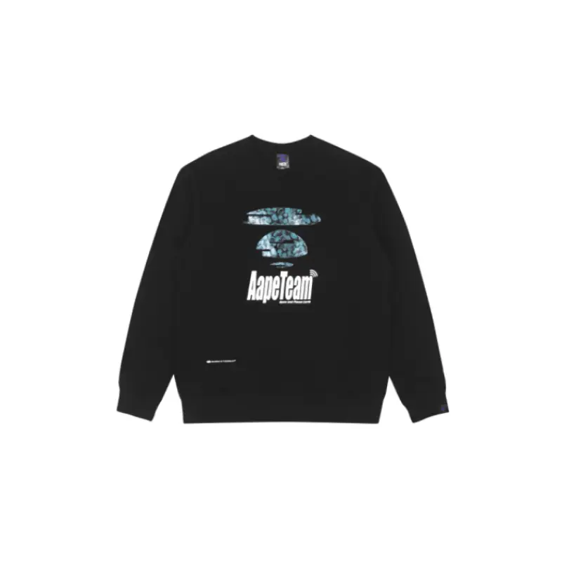BAPE Moonface Puff Graphic Swearshirt - Black - Front