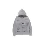 BAPE Overprinted Full Zip Hoodie - Grey - Front