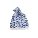 BAPE Palm Tree Camo Shark Hoodie - White - R-Front