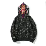 BAPE Tiger Shark 21ss Hoodie - Black - Front