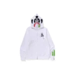 BAPE x PANDA Full Zip Hoodie - White - Front