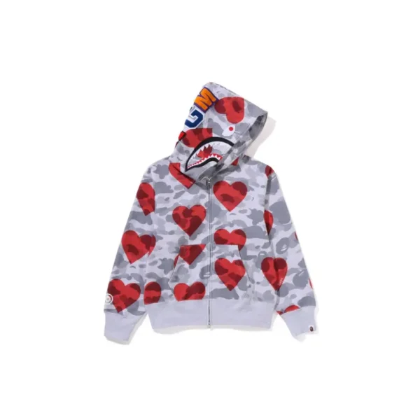 I Love The BAPE Shark Full Zip Hoodie - Grey - L-Front