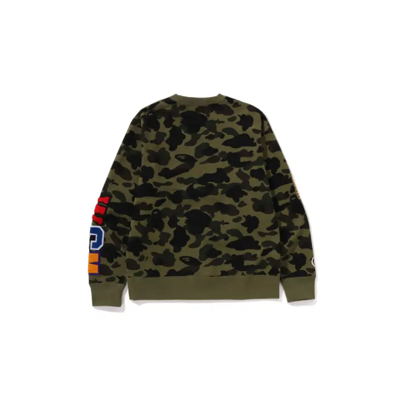 BAPE 1st Camo Shark Crewneck Sweatshirt - Army Green Camo - Back