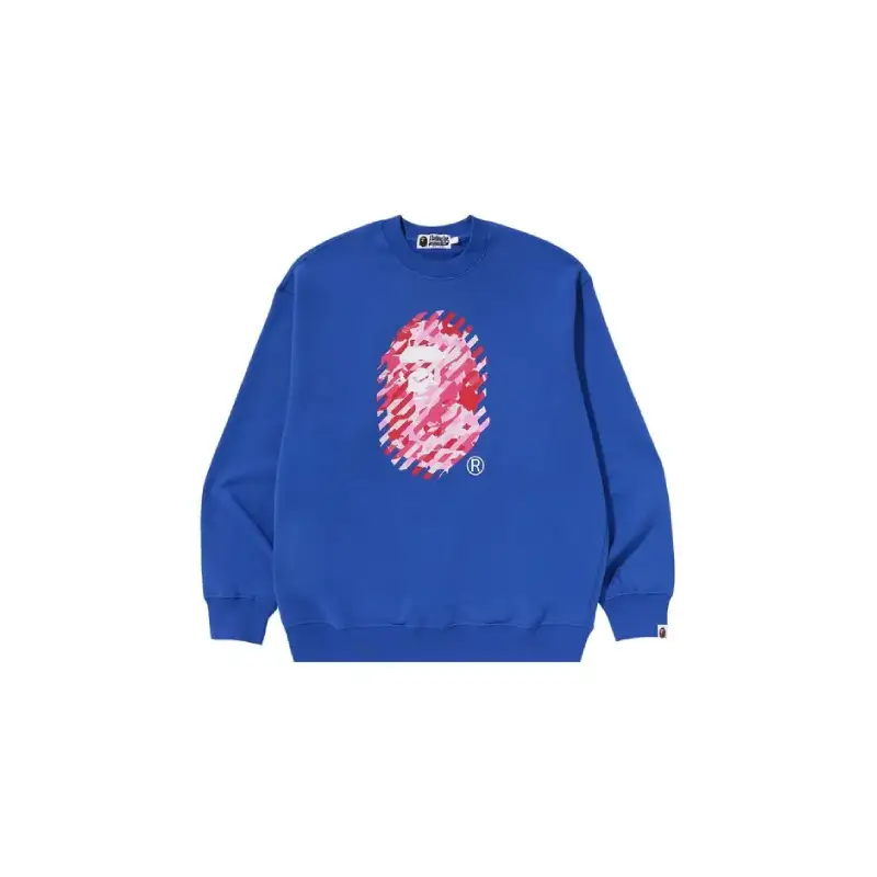 BAPE ABC Camo Ape Head Crewneck Sweatshirt - Blue - Front