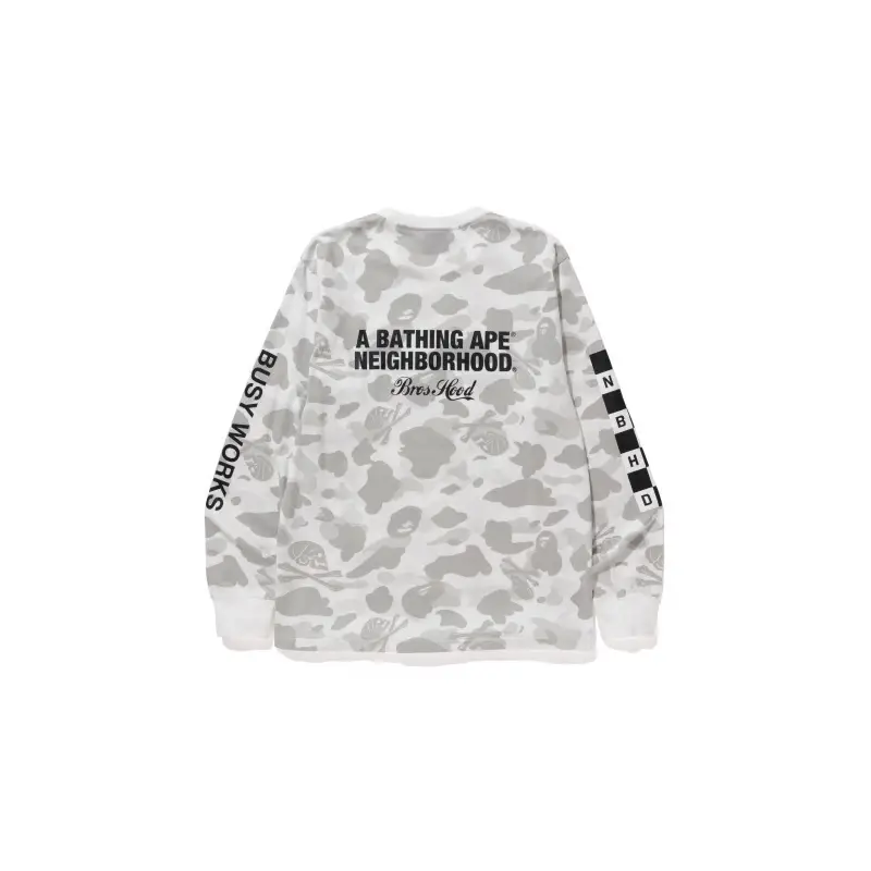 BAPE x NBHD Crewneck Camo Sweatshirt - White - Back