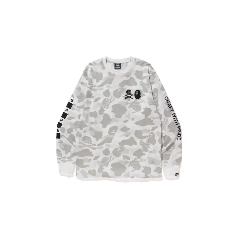 BAPE x NBHD Crewneck Camo Sweatshirt - White - Front