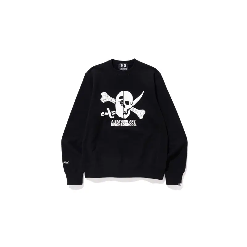 BAPE x NBHD Crewneck Sweatshirt - Black - Front