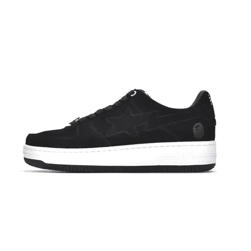 BAPESTA Suede Black Low Top Sneakers