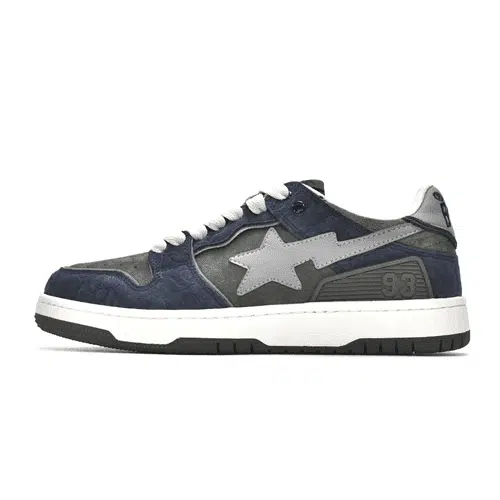 BAPESTA Sk8 Low Grey-Navy Shoes