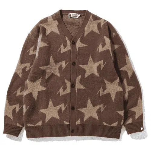BAPESTA Star Pattern Relaxed Knit Cardigan
